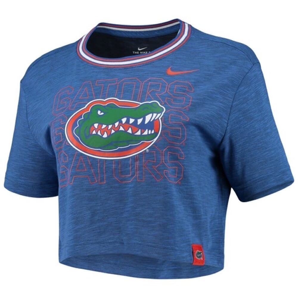 Nike Florida Gators Cropped T-Shirt Blue Orange XL Dri-Fit Ringer Football Tee
